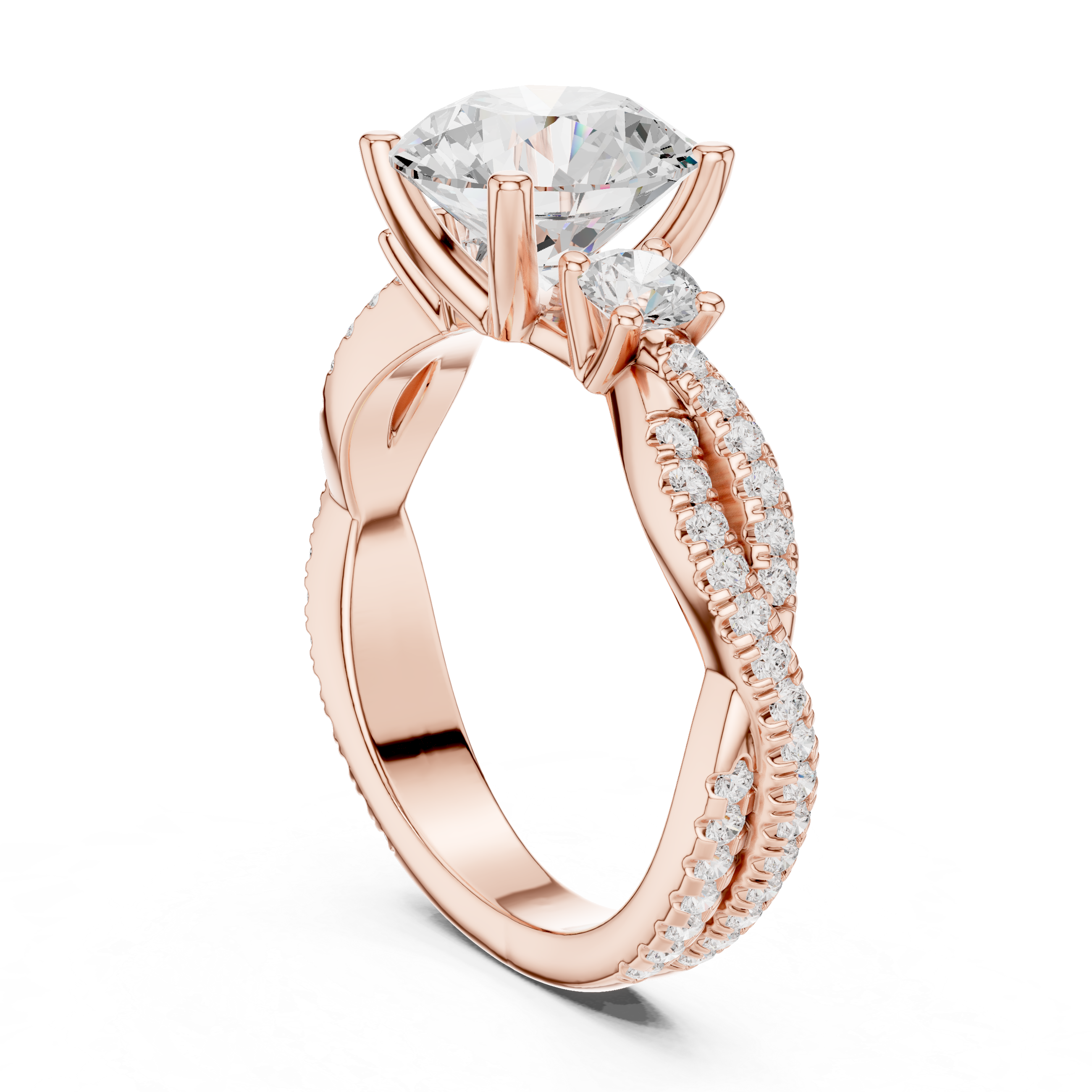 2.78 CT Round Brilliant Diamond Infinity Twist Engagement Ring