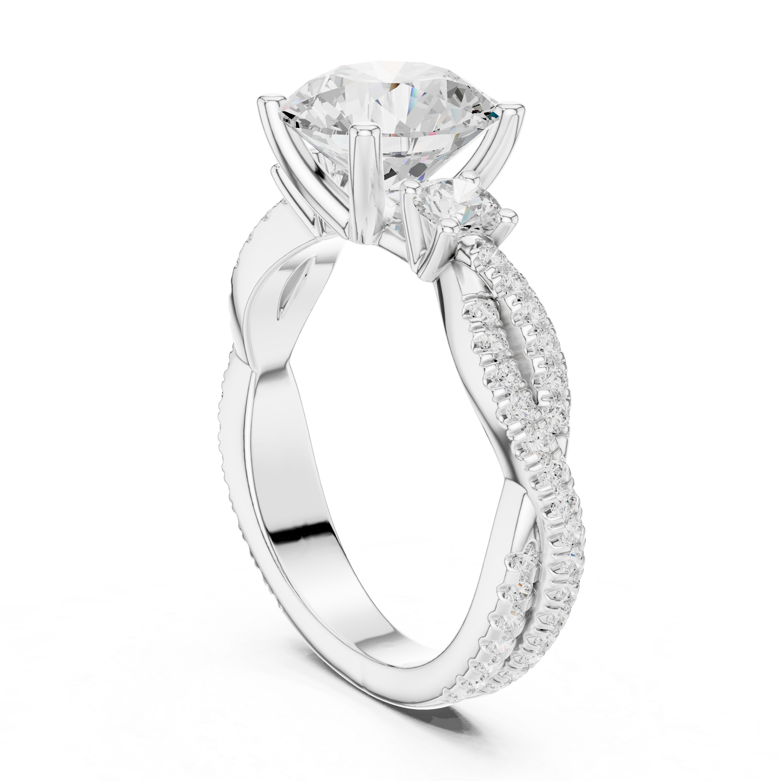 2.78 CT Round Brilliant Diamond Infinity Twist Engagement Ring