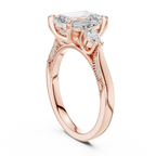 2.48 CT Emerald Cut Three-Stone Cathedral Diamond Engagement Ring
