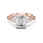 2.48 CT Emerald Cut Three-Stone Cathedral Diamond Engagement Ring