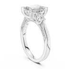 2.48 CT Emerald Cut Three-Stone Cathedral Diamond Engagement Ring