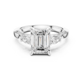 2.48 CT Emerald Cut Three-Stone Cathedral Diamond Engagement Ring