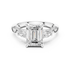 2.48 CT Emerald Cut Three-Stone Cathedral Diamond Engagement Ring
