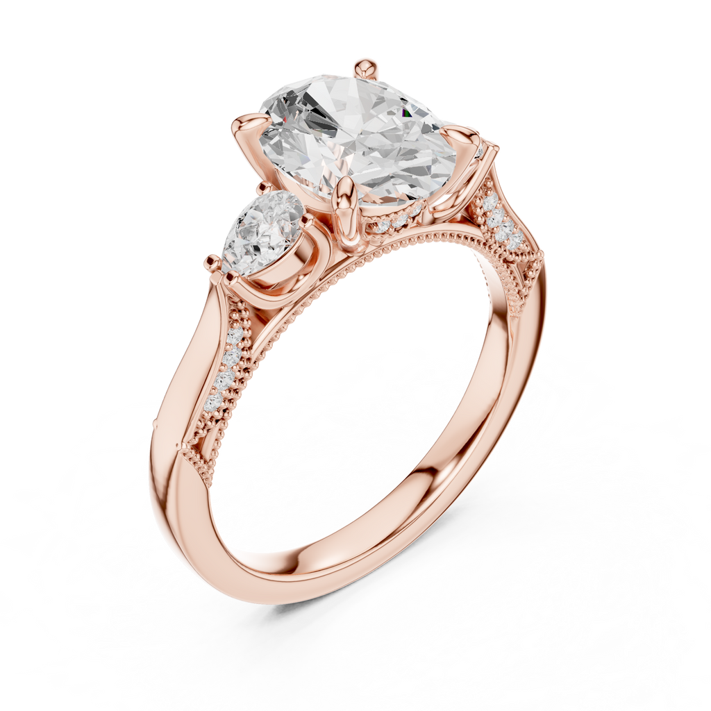 2.15 CT Oval Cut Three-Stone Diamond Engagement Ring