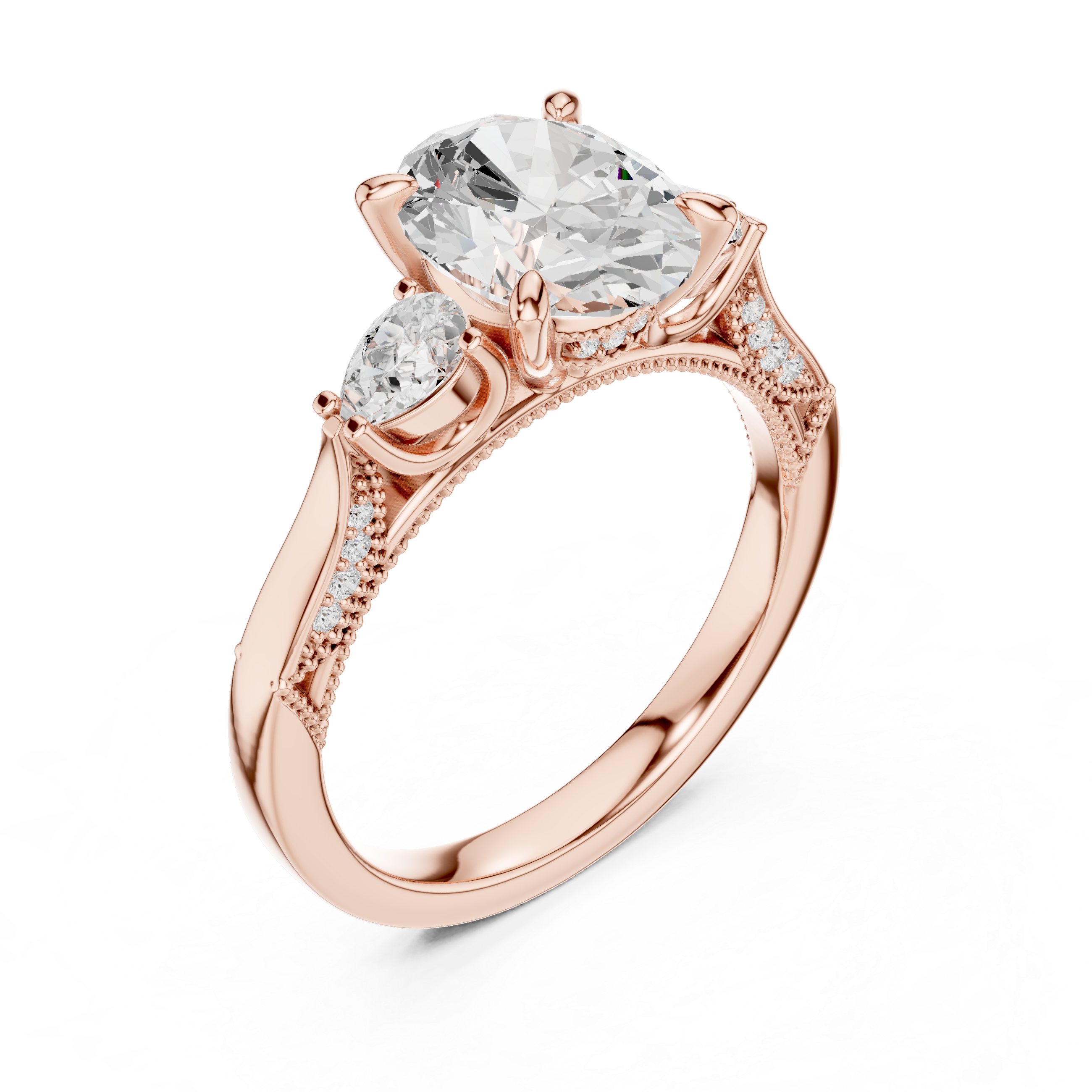 2.15 CT Oval Cut Three-Stone Diamond Engagement Ring