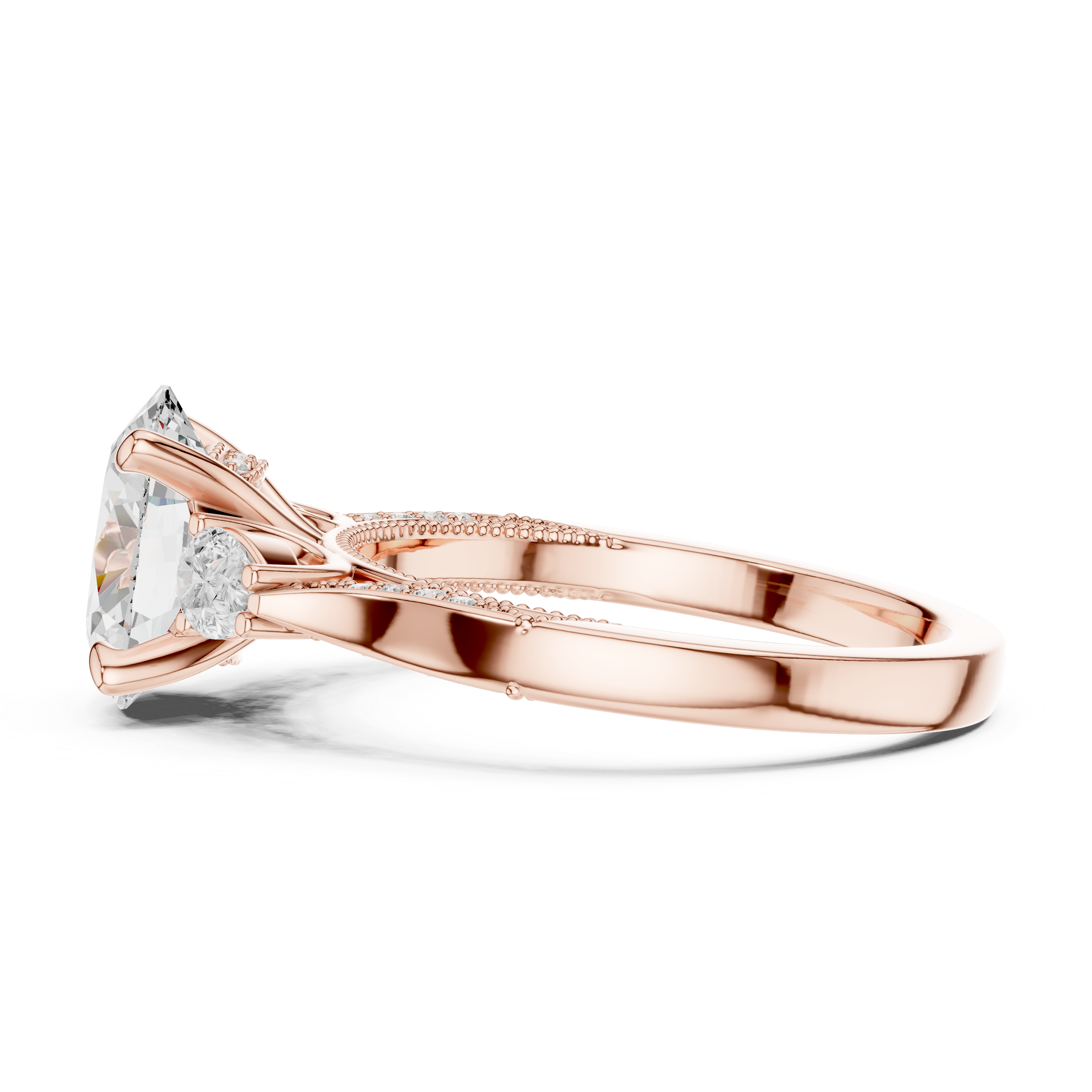 2.15 CT Oval Cut Three-Stone Diamond Engagement Ring