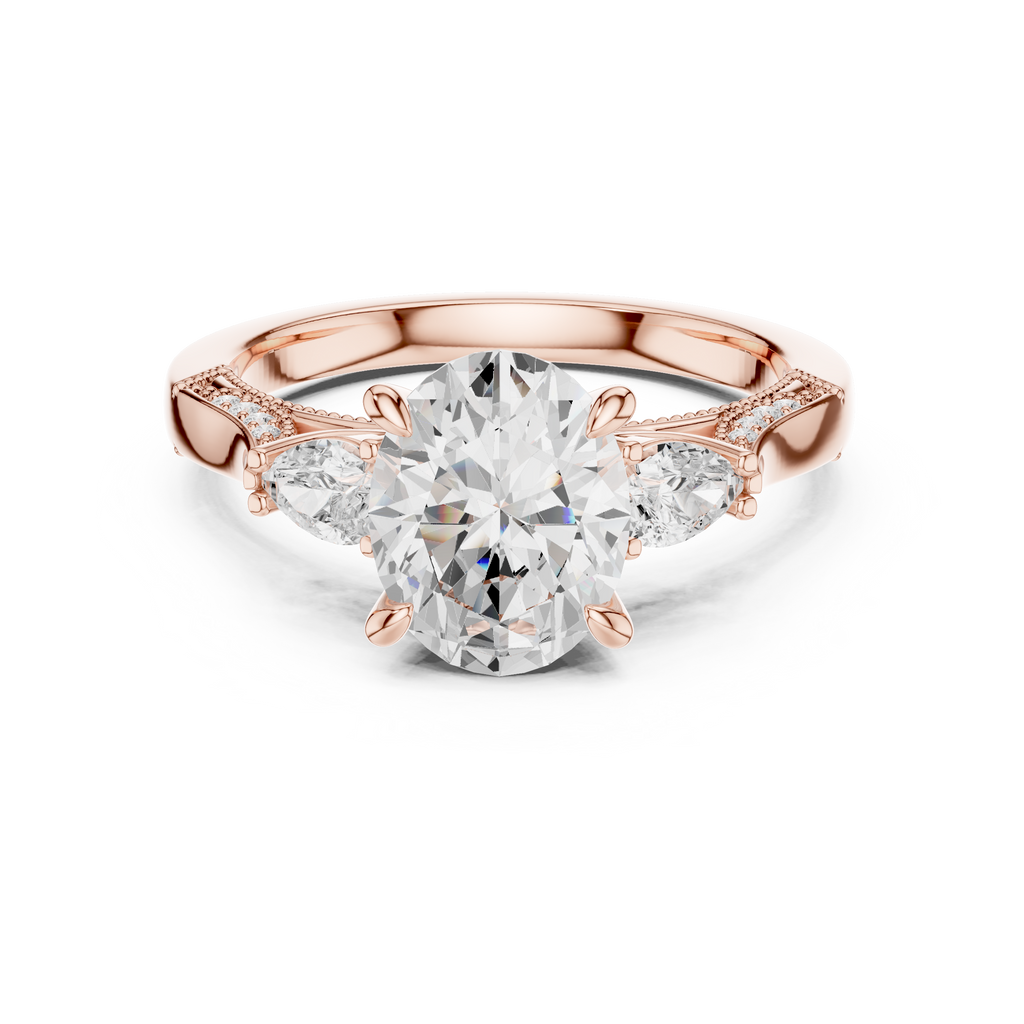 2.15 CT Oval Cut Three-Stone Diamond Engagement Ring