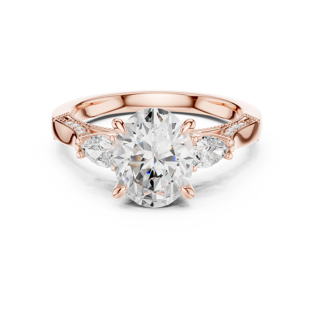 Oval Cut Three-Stone Diamond Engagement Ring – view 5 of 12, lab grown diamond ring | Jewelix Atelier
