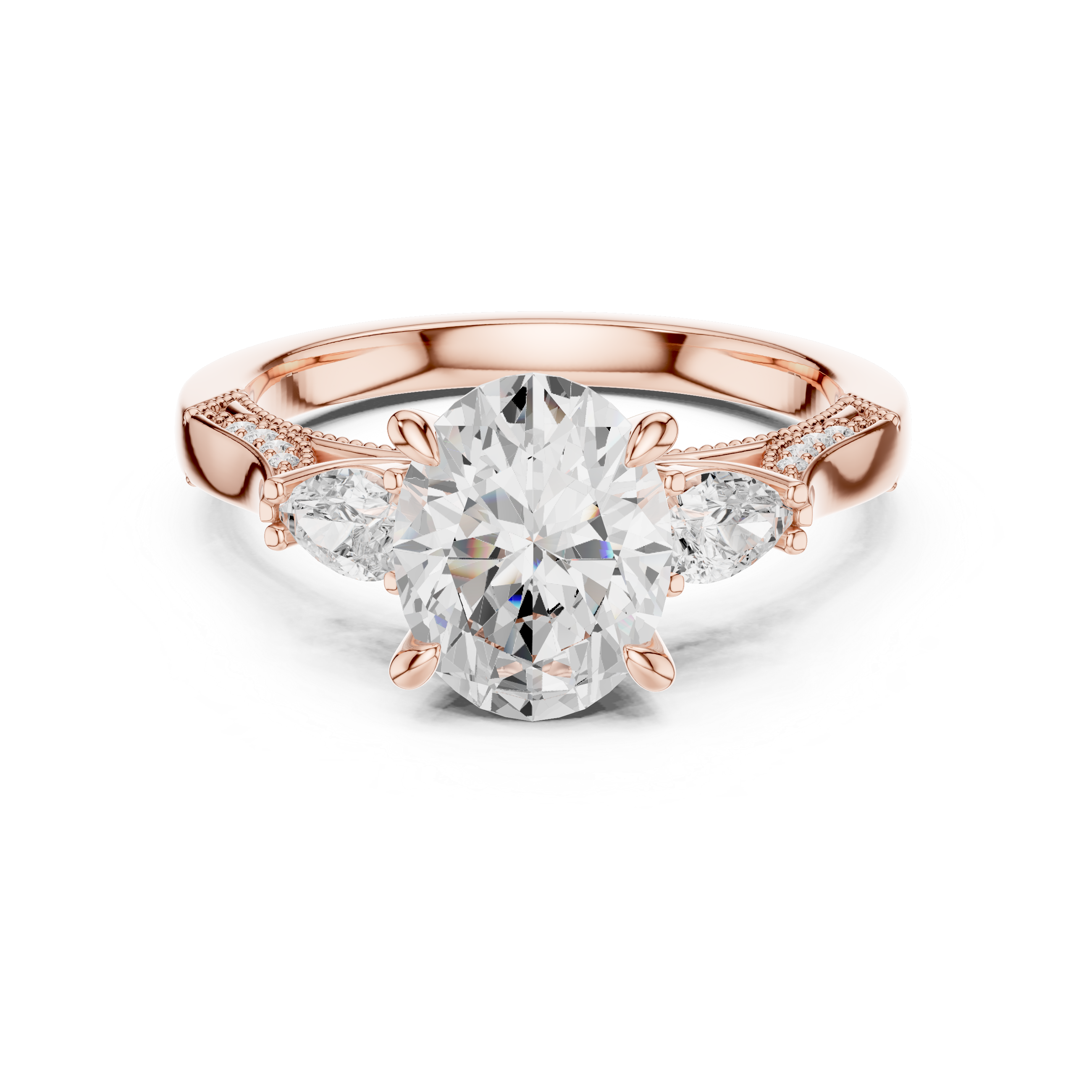 2.15 CT Oval Cut Three-Stone Diamond Engagement Ring