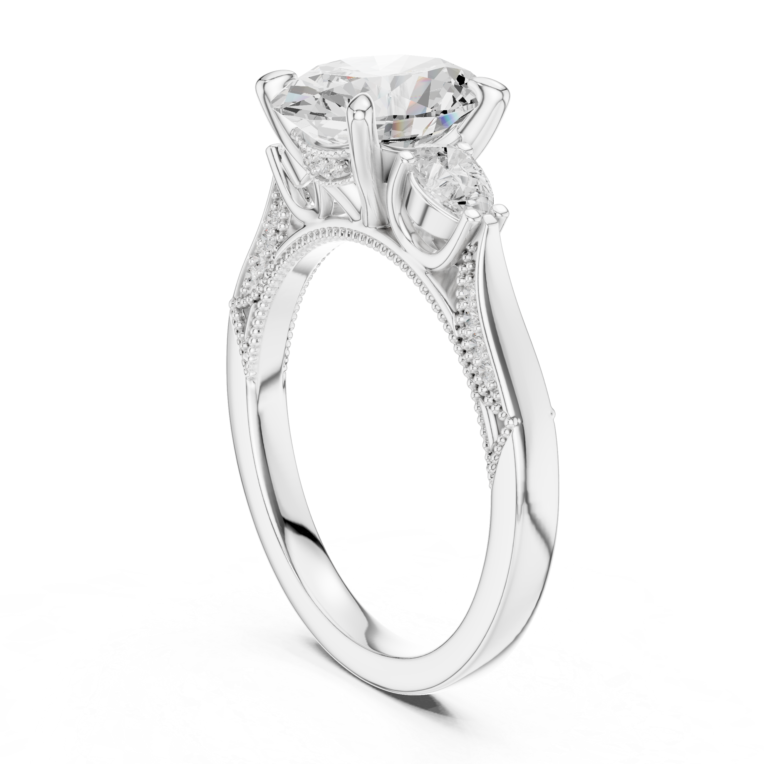 2.15 CT Oval Cut Three-Stone Diamond Engagement Ring