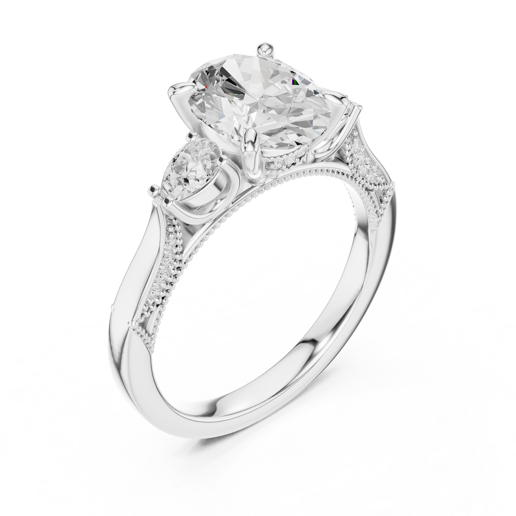 2.15 CT Oval Cut Three-Stone Diamond Engagement Ring