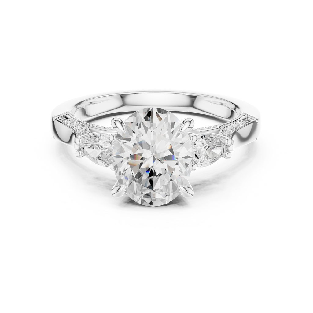 2.15 CT Oval Cut Three-Stone Diamond Engagement Ring
