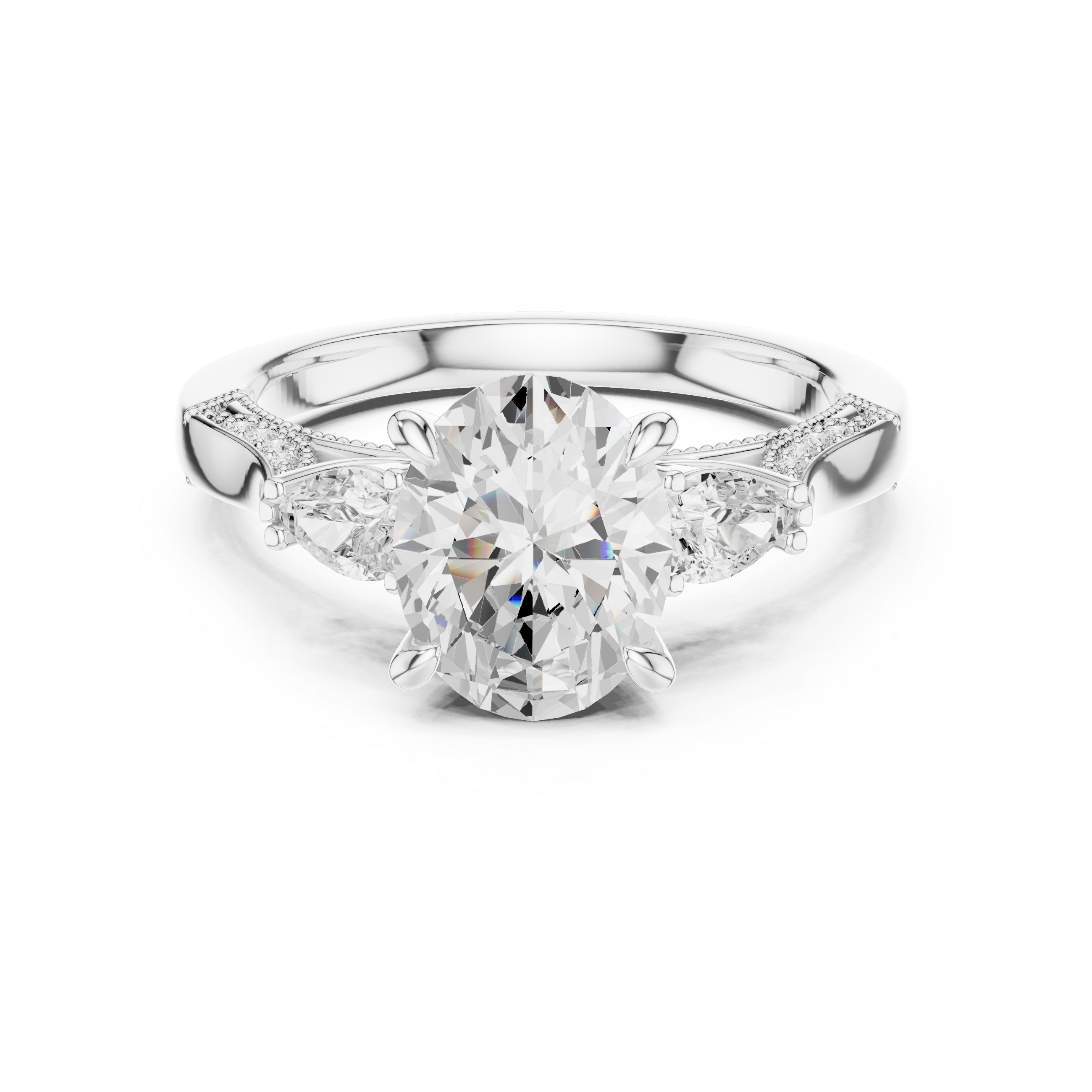2.15 CT Oval Cut Three-Stone Diamond Engagement Ring