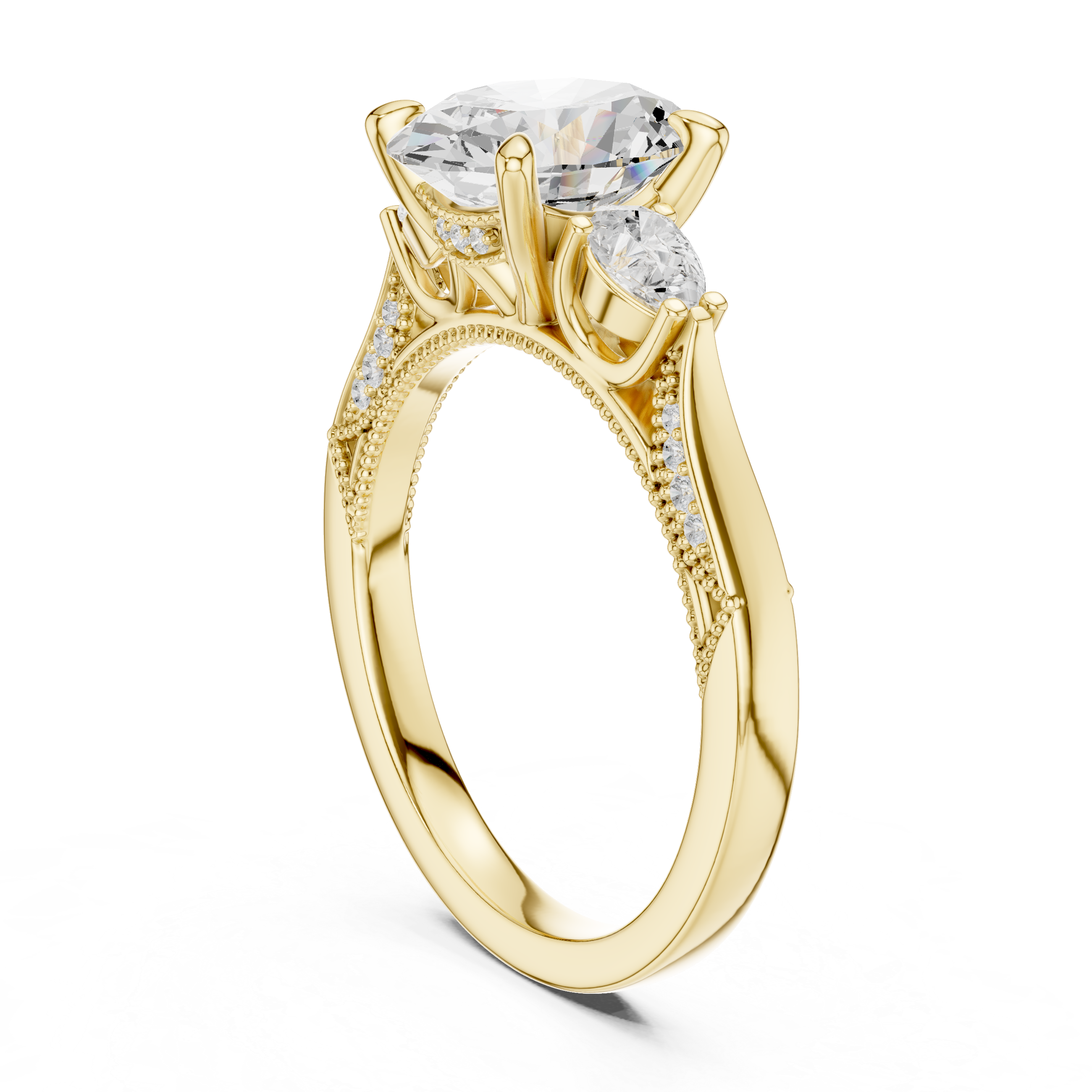 2.15 CT Oval Cut Three-Stone Diamond Engagement Ring