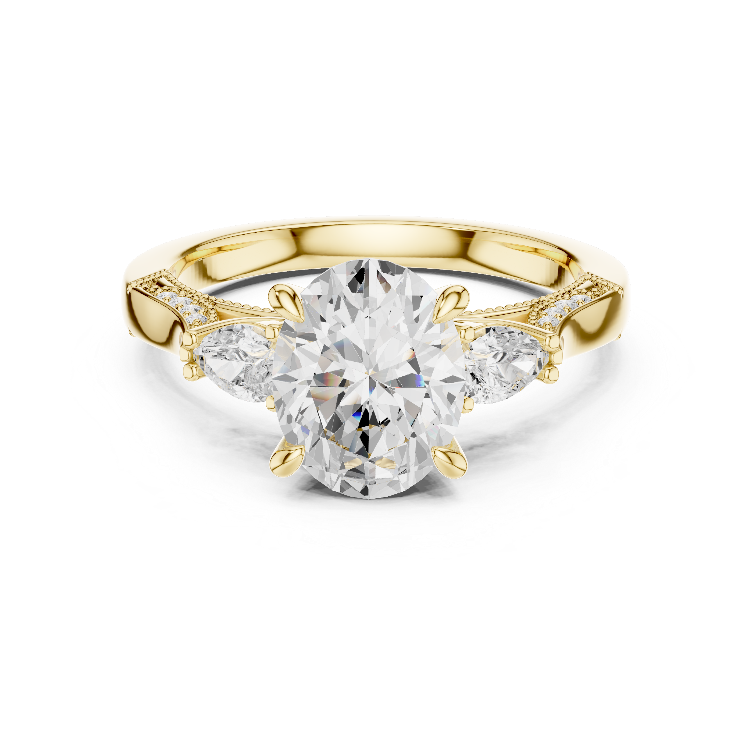 2.15 CT Oval Cut Three-Stone Diamond Engagement Ring