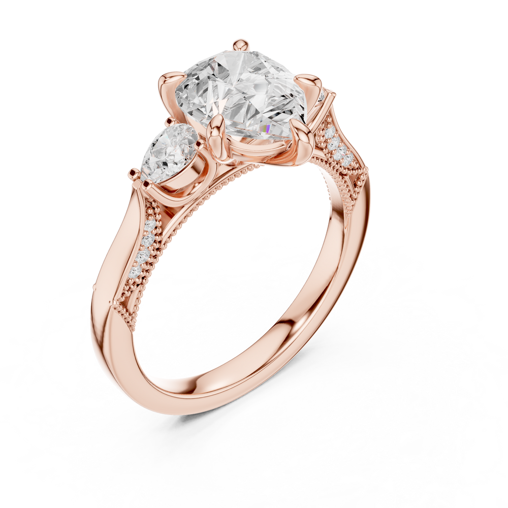 2.16 CT Princess Cut Three-Stone Diamond Engagement Ring
