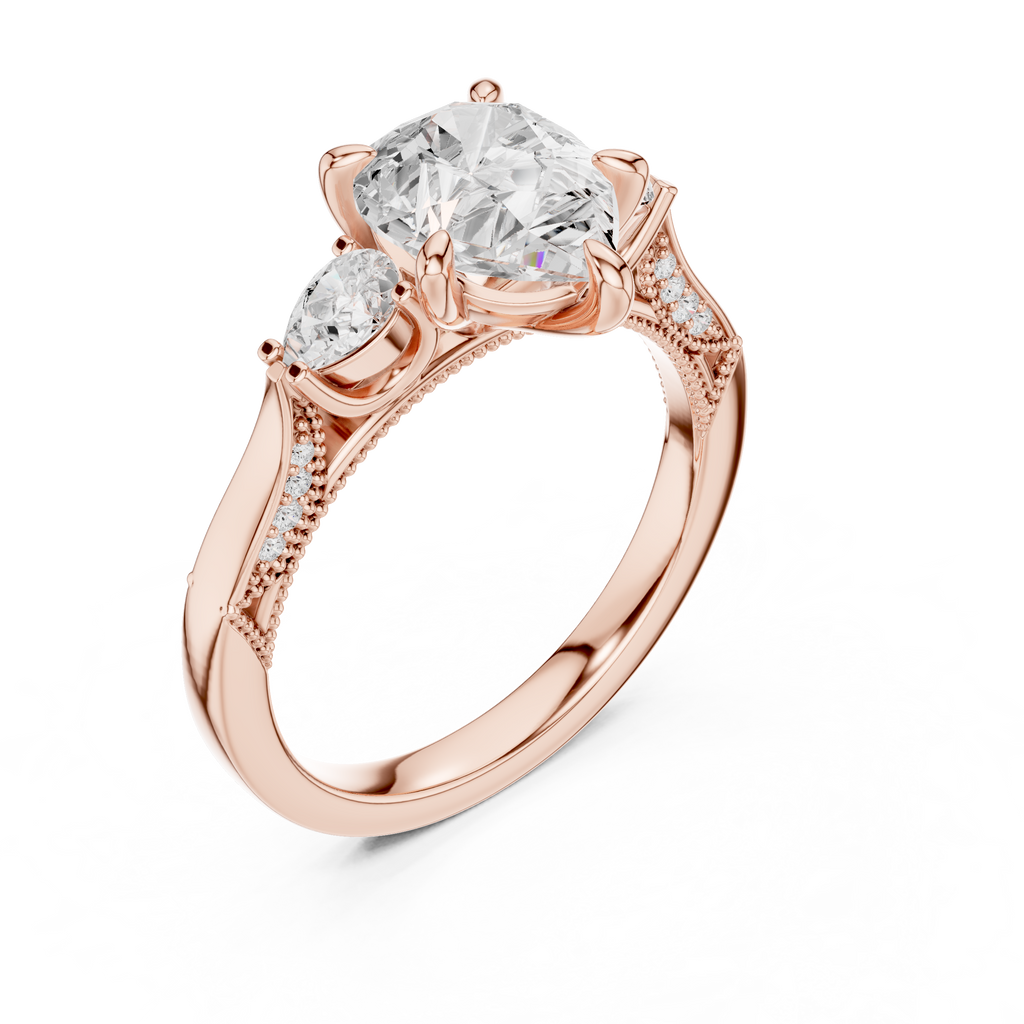 2.16 CT Princess Cut Three-Stone Diamond Engagement Ring