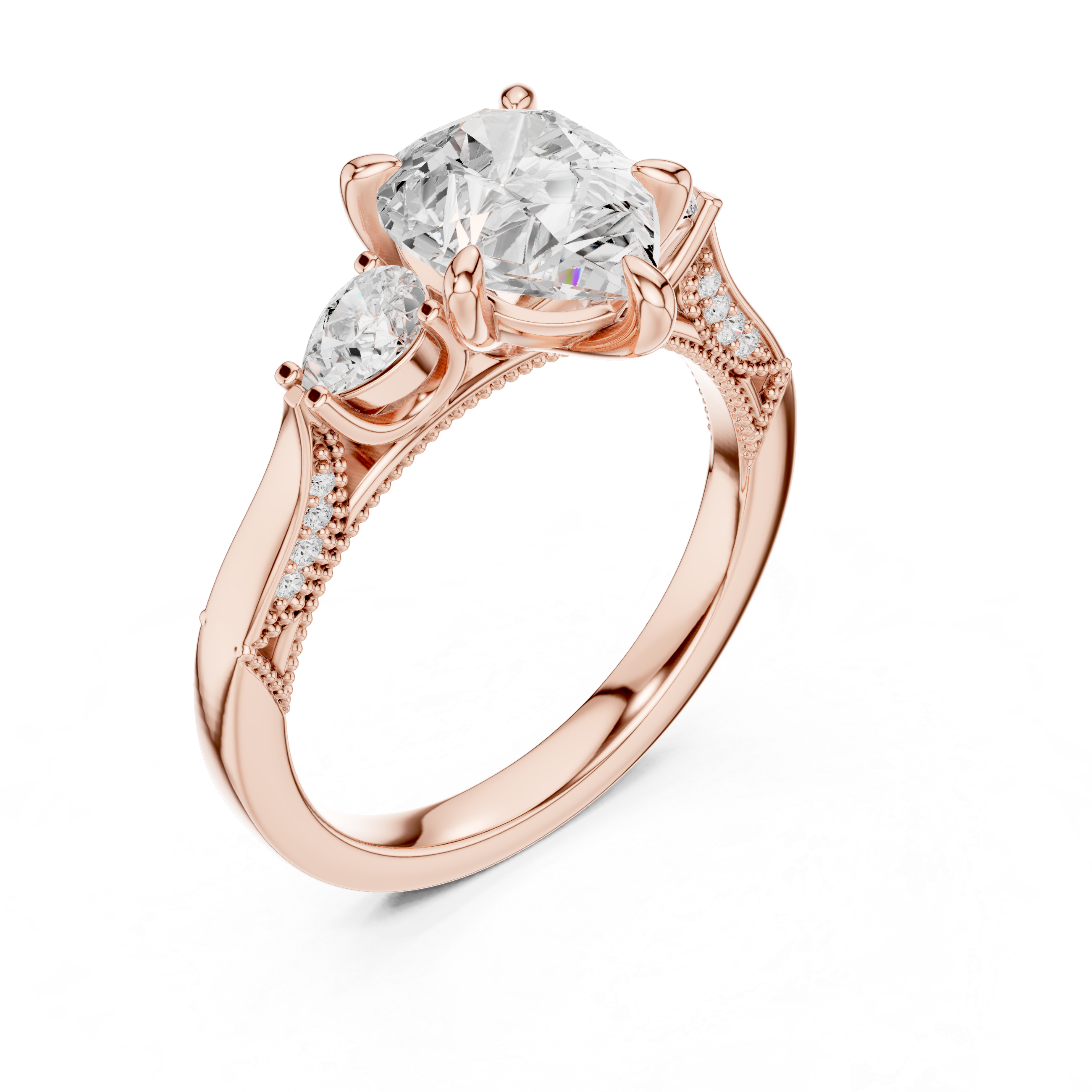 2.16 CT Princess Cut Three-Stone Diamond Engagement Ring