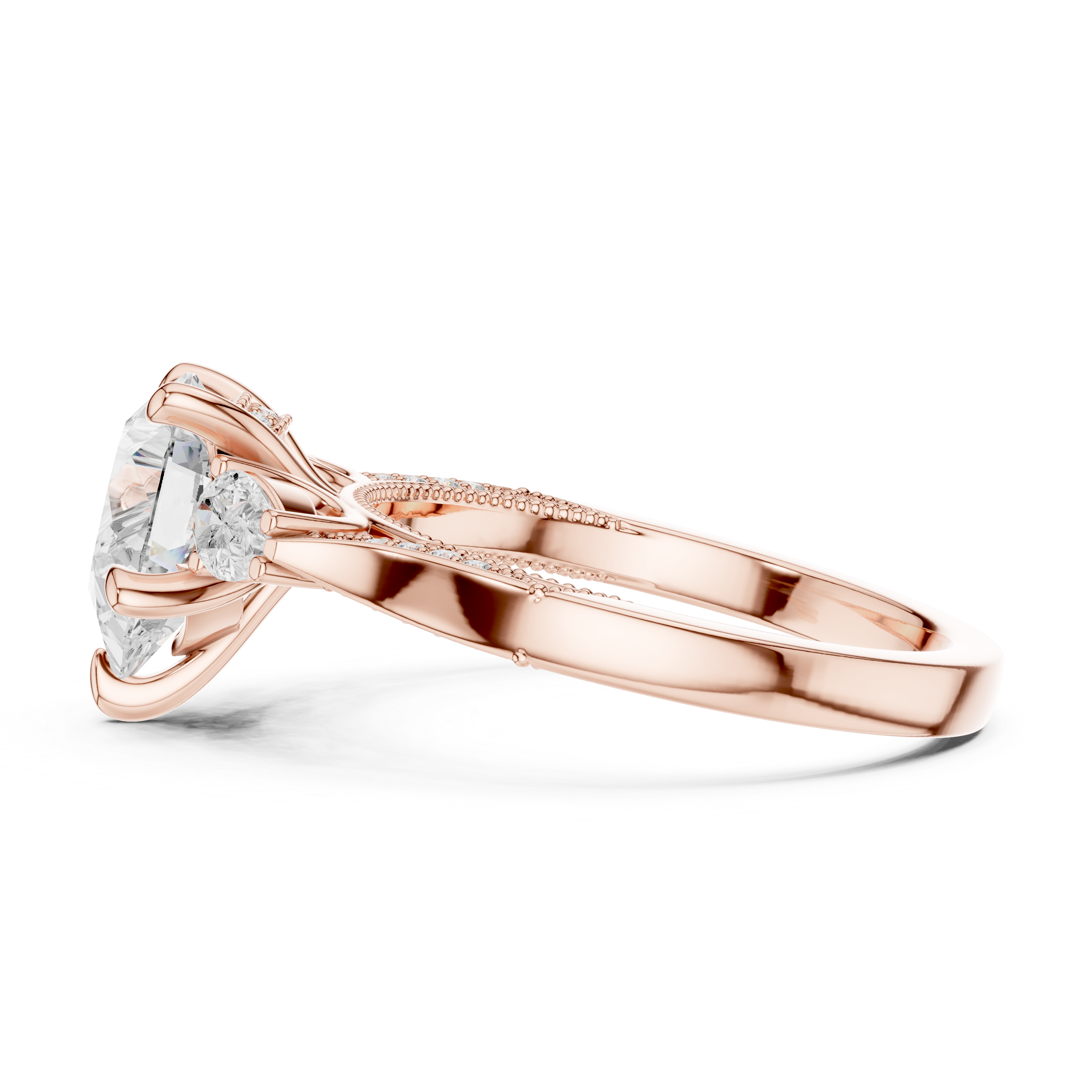2.16 CT Princess Cut Three-Stone Diamond Engagement Ring