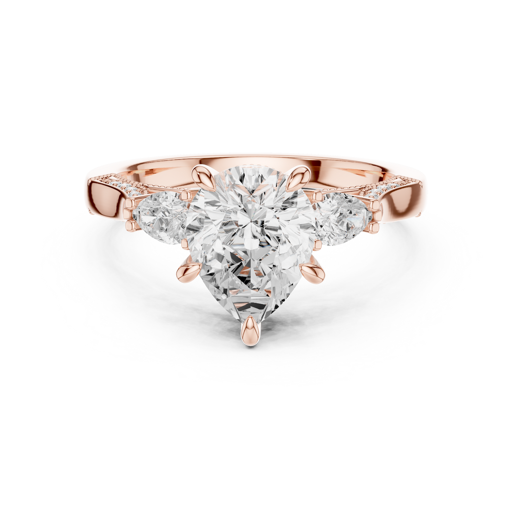 2.16 CT Princess Cut Three-Stone Diamond Engagement Ring