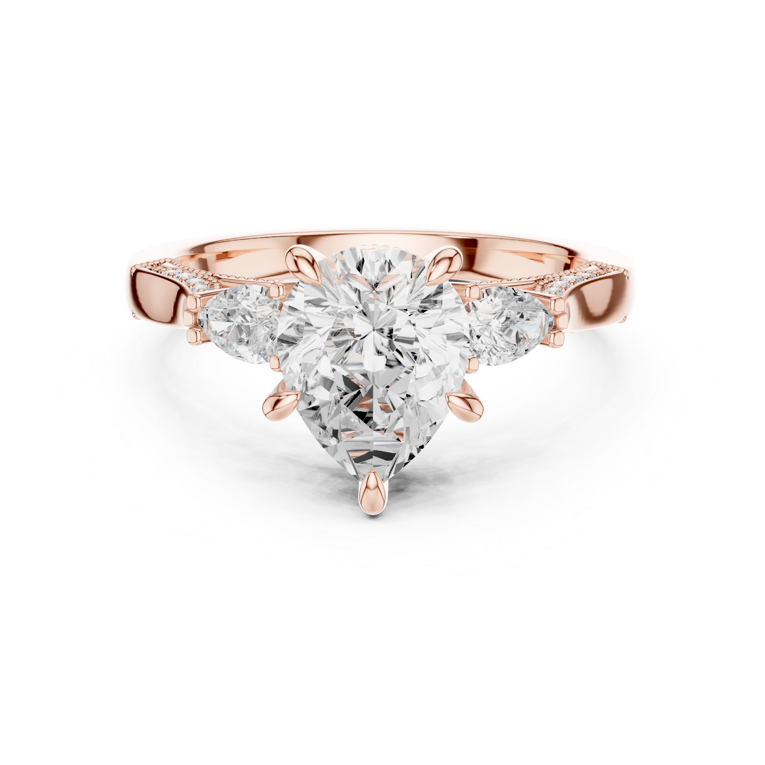 2.16 CT Princess Cut Three-Stone Diamond Engagement Ring