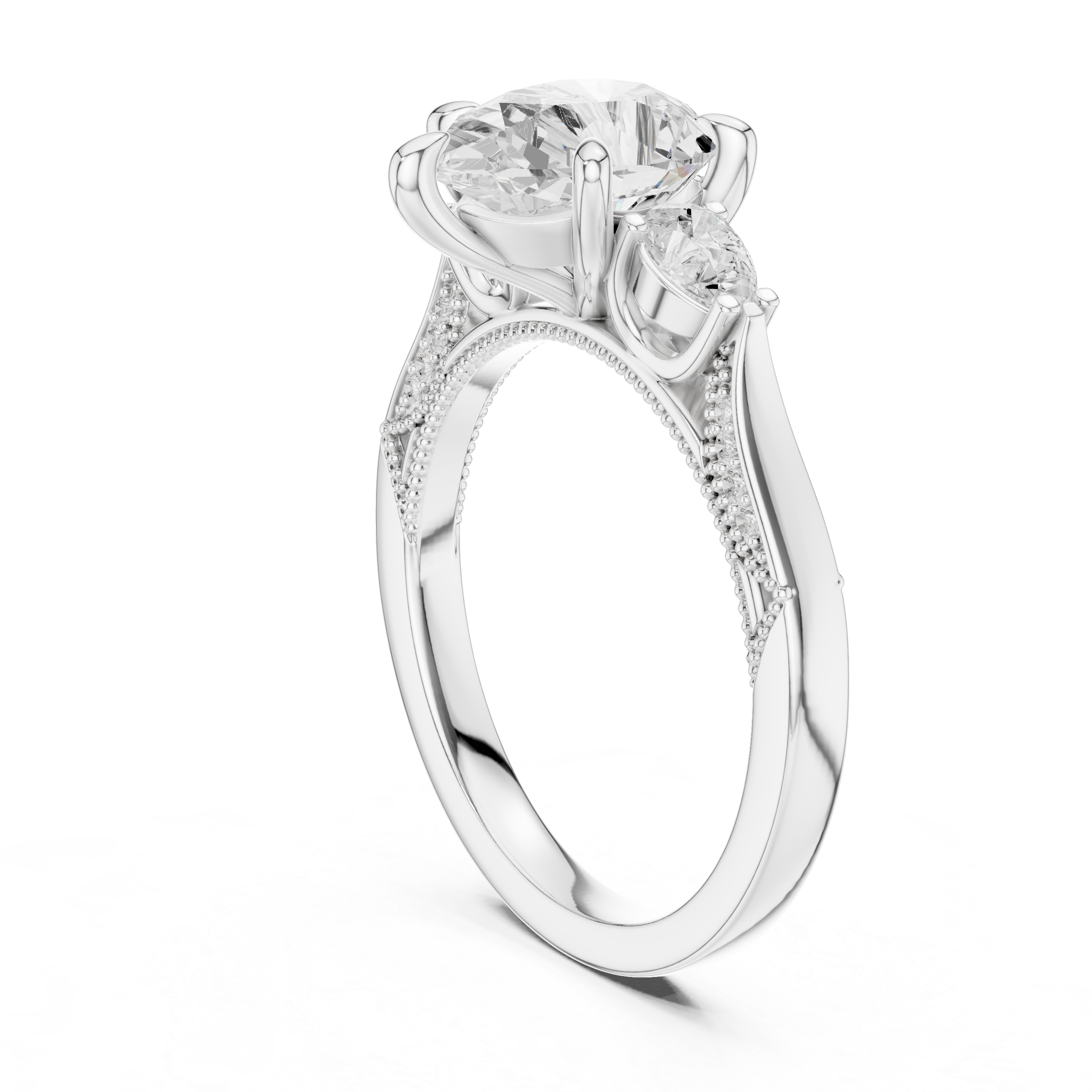 2.16 CT Princess Cut Three-Stone Diamond Engagement Ring