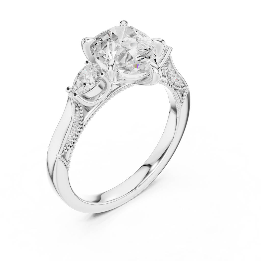 2.16 CT Princess Cut Three-Stone Diamond Engagement Ring