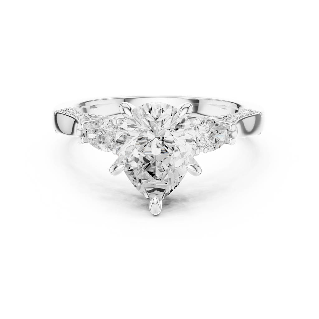 2.16 CT Princess Cut Three-Stone Diamond Engagement Ring