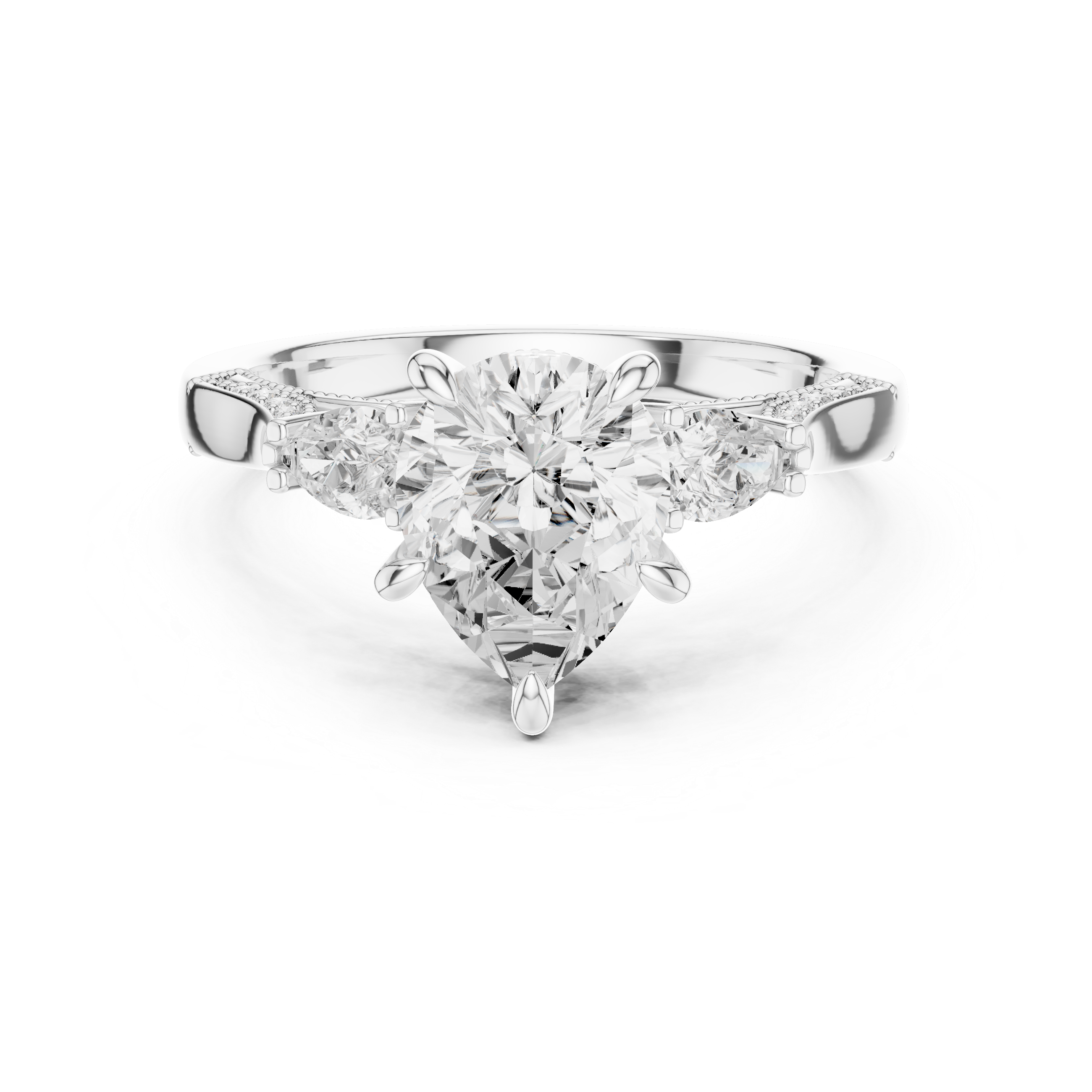 2.16 CT Princess Cut Three-Stone Diamond Engagement Ring