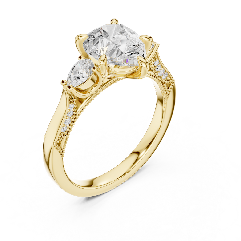 2.16 CT Princess Cut Three-Stone Diamond Engagement Ring