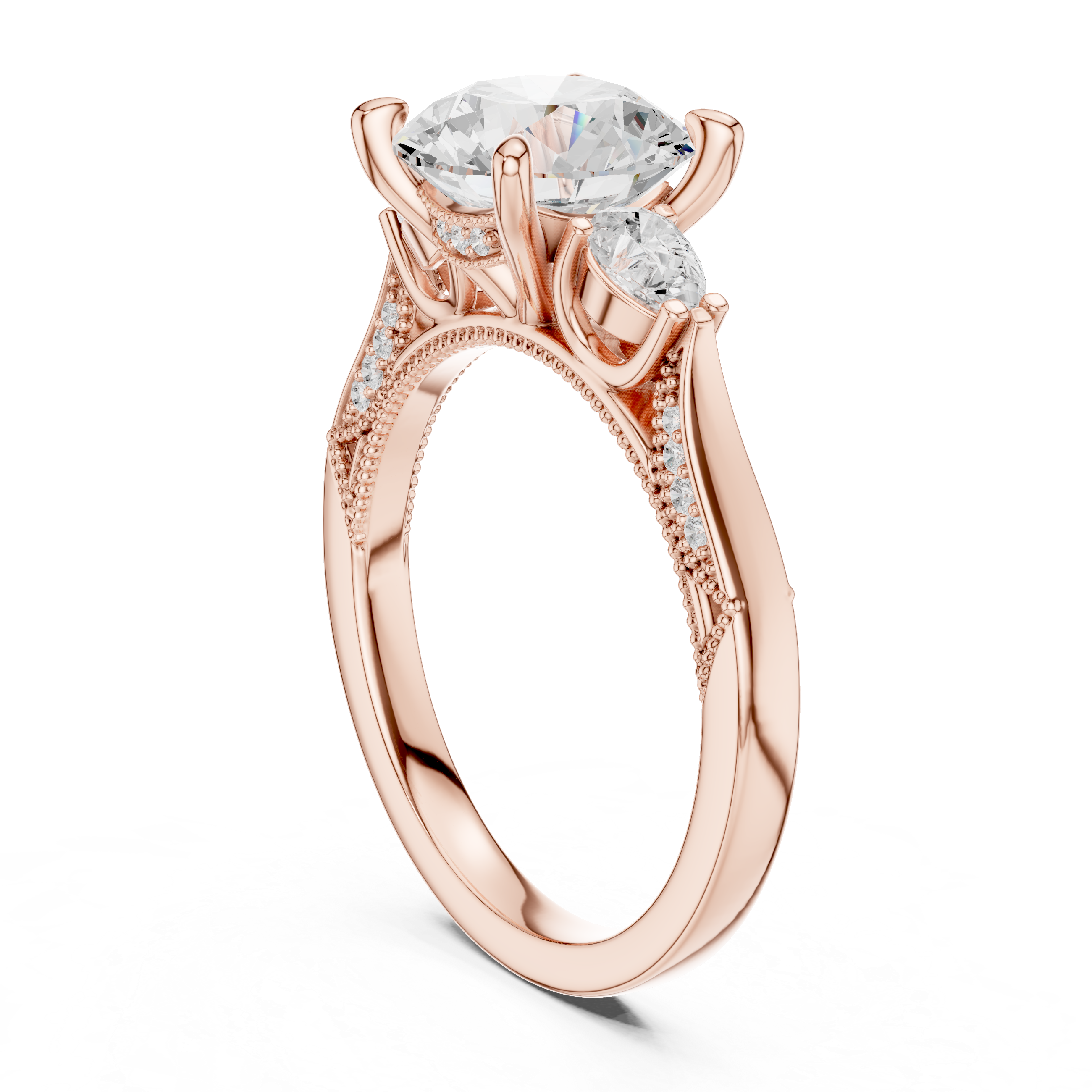 2.38 CT Round Brilliant Three-Stone Diamond Engagement Ring