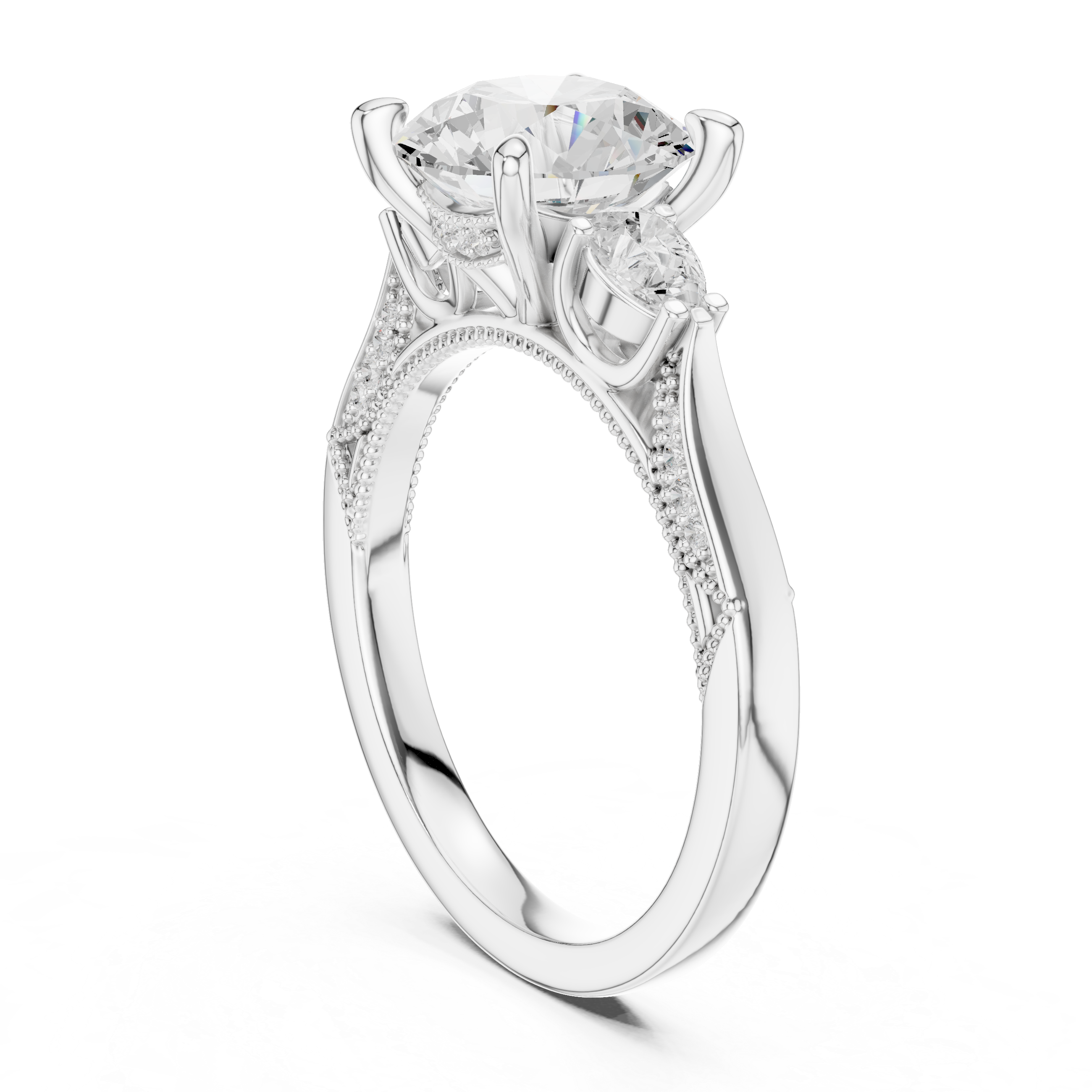 2.38 CT Round Brilliant Three-Stone Diamond Engagement Ring