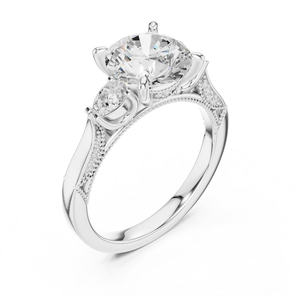 2.38 CT Round Brilliant Three-Stone Diamond Engagement Ring