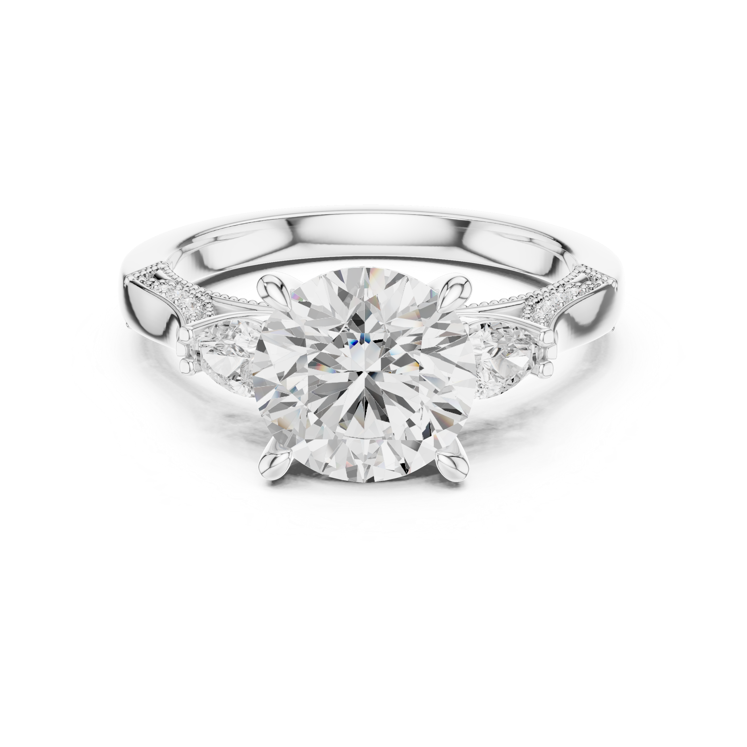 2.38 CT Round Brilliant Three-Stone Diamond Engagement Ring