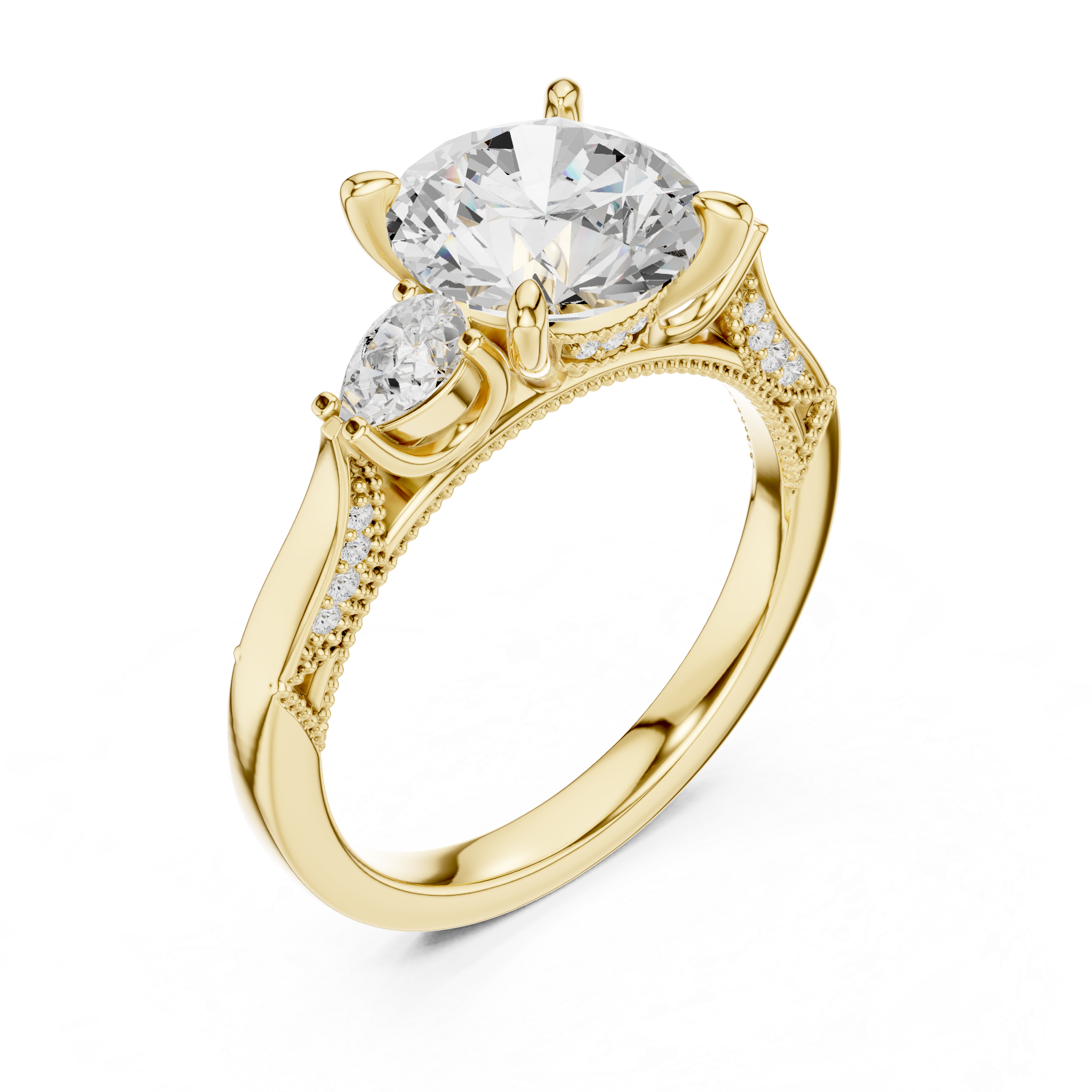 2.38 CT Round Brilliant Three-Stone Diamond Engagement Ring