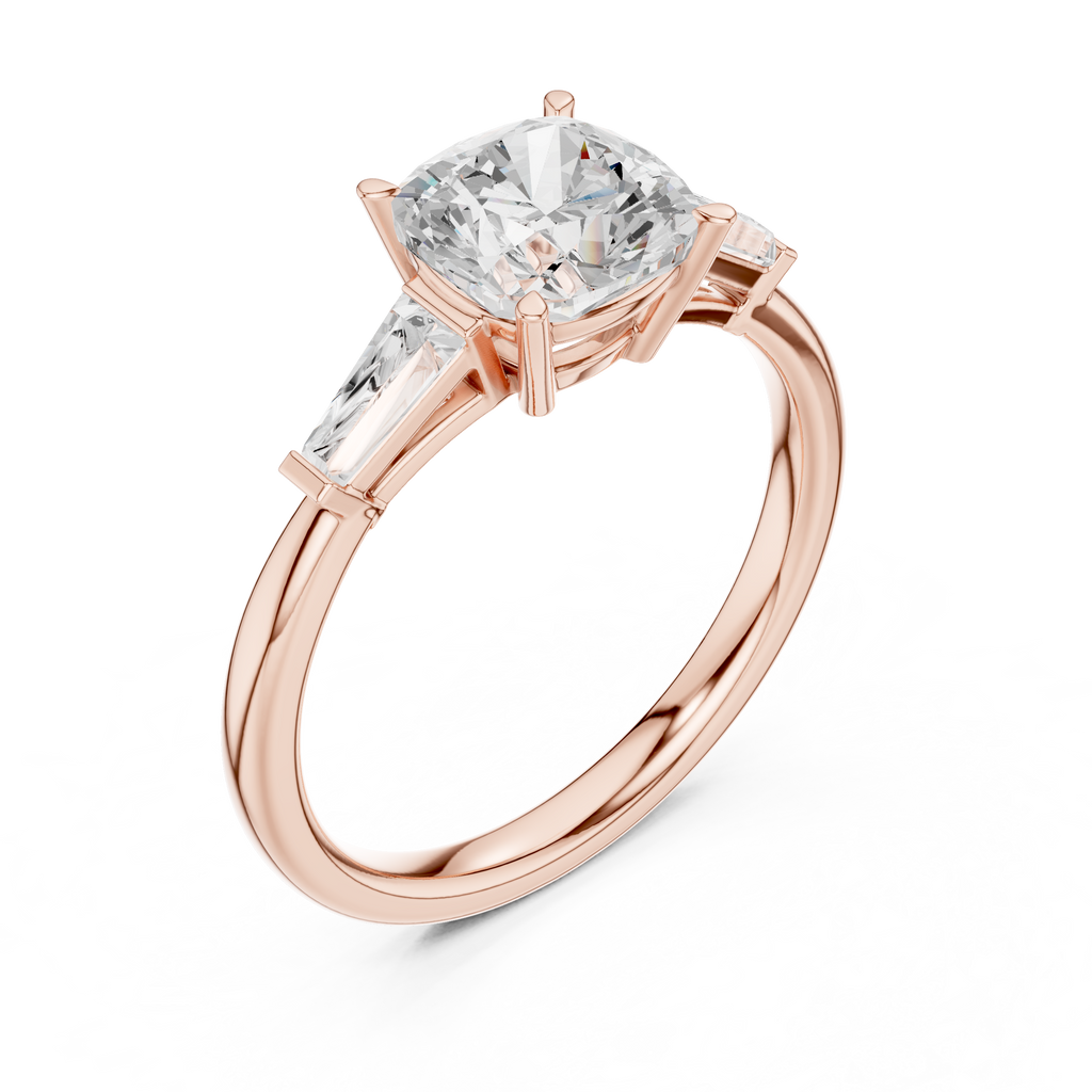 1.93 CT Cushion Cut Three-Stone Diamond Engagement Ring