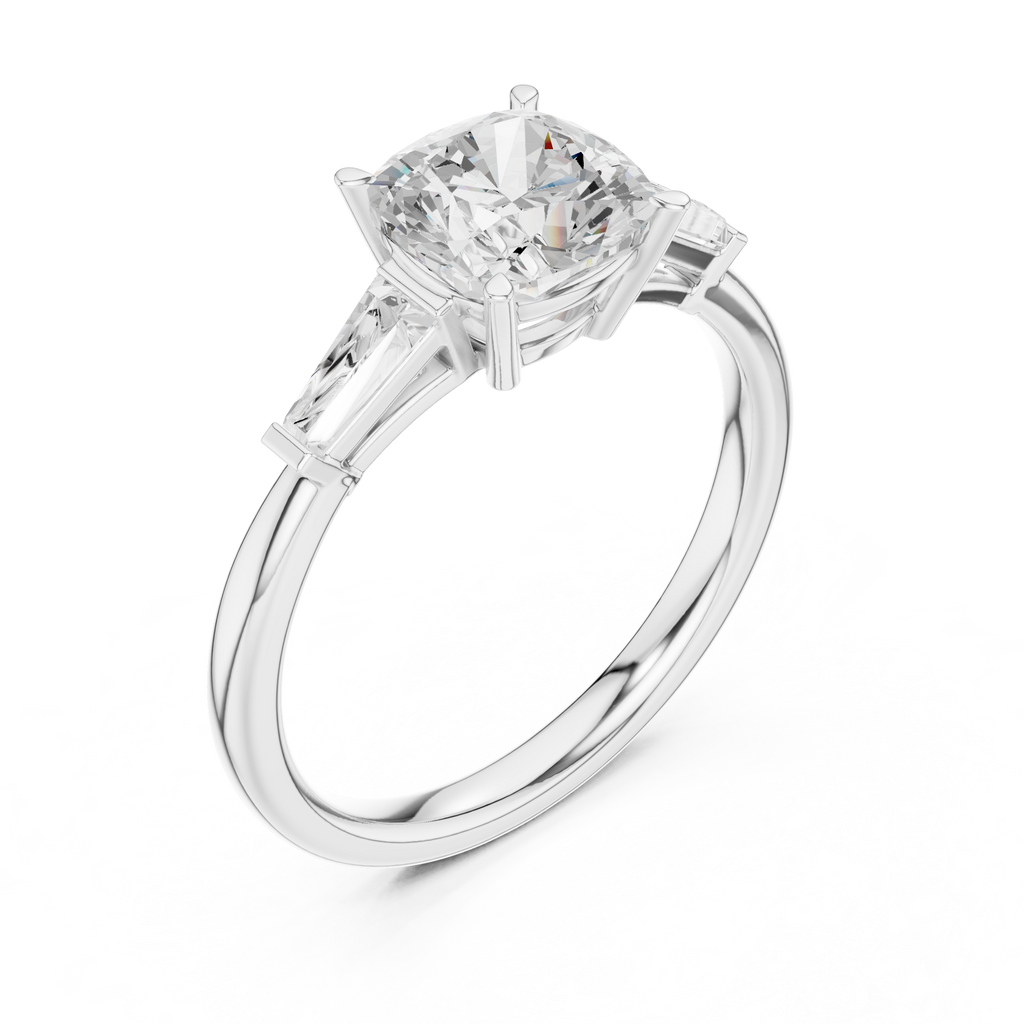 1.93 CT Cushion Cut Three-Stone Diamond Engagement Ring