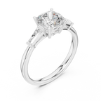1.93 CT Cushion Cut Three-Stone Diamond Engagement Ring