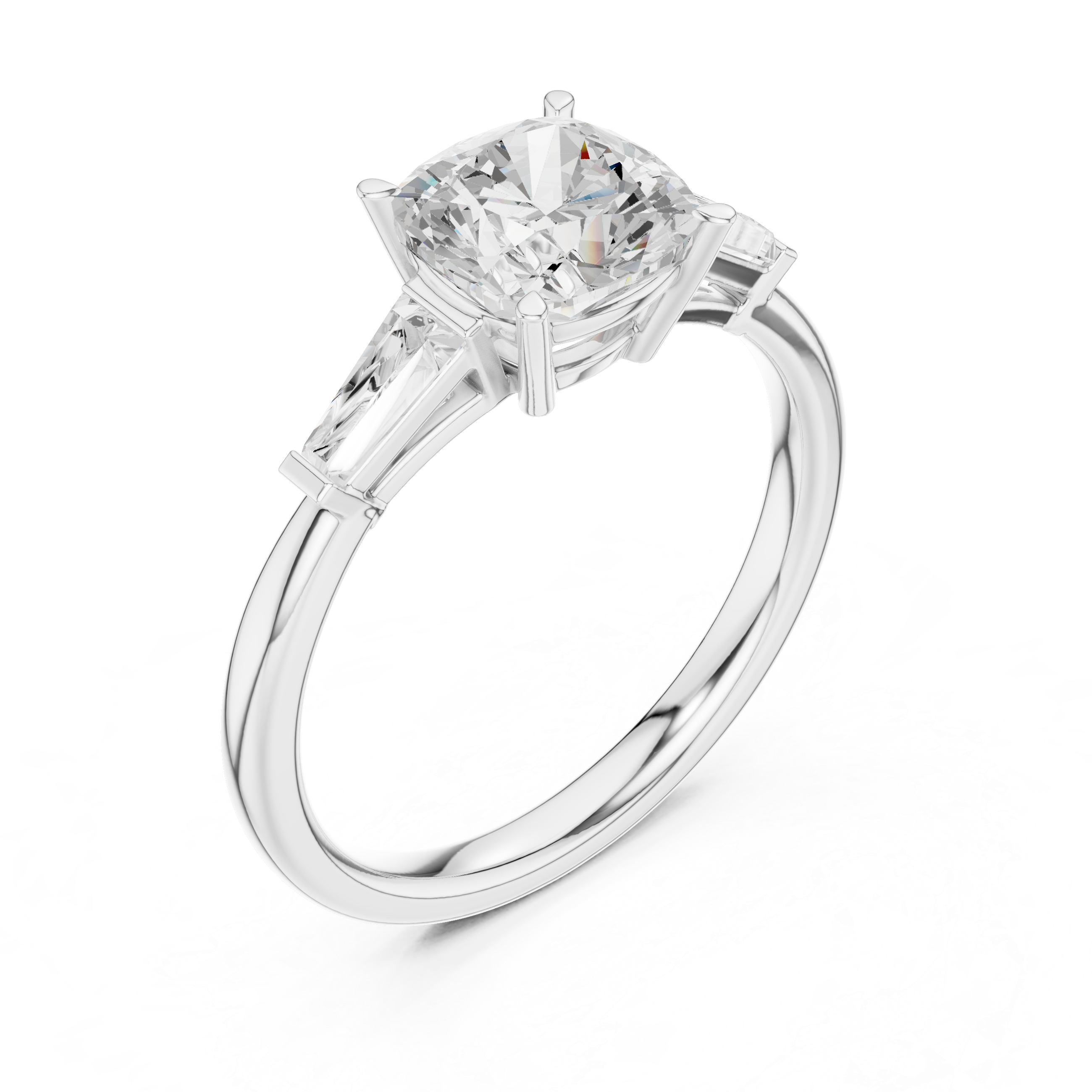 1.93 CT Cushion Cut Three-Stone Diamond Engagement Ring