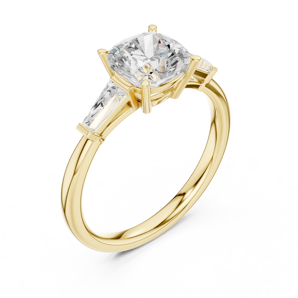 1.93 CT Cushion Cut Three-Stone Diamond Engagement Ring
