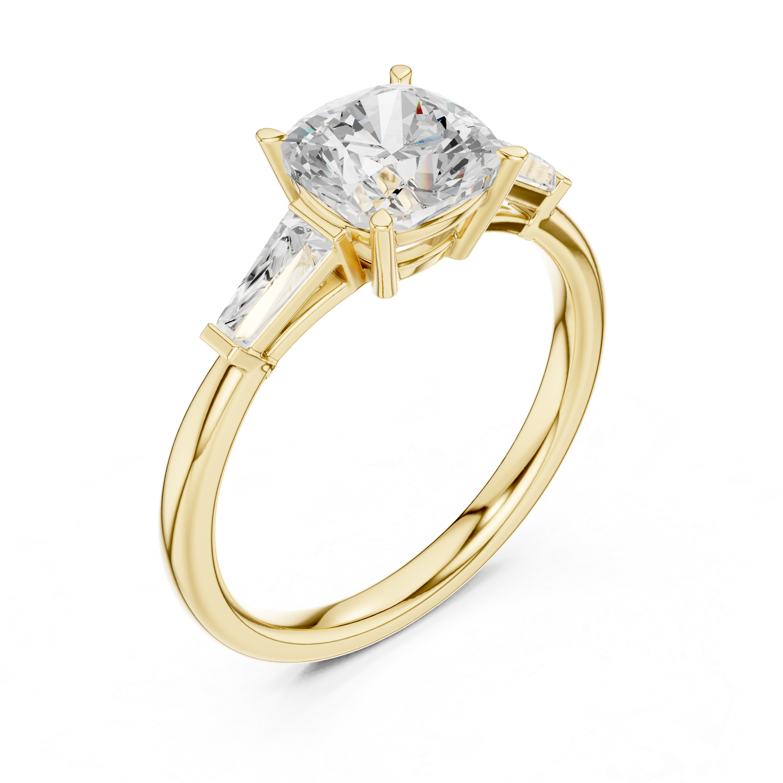 1.93 CT Cushion Cut Three-Stone Diamond Engagement Ring