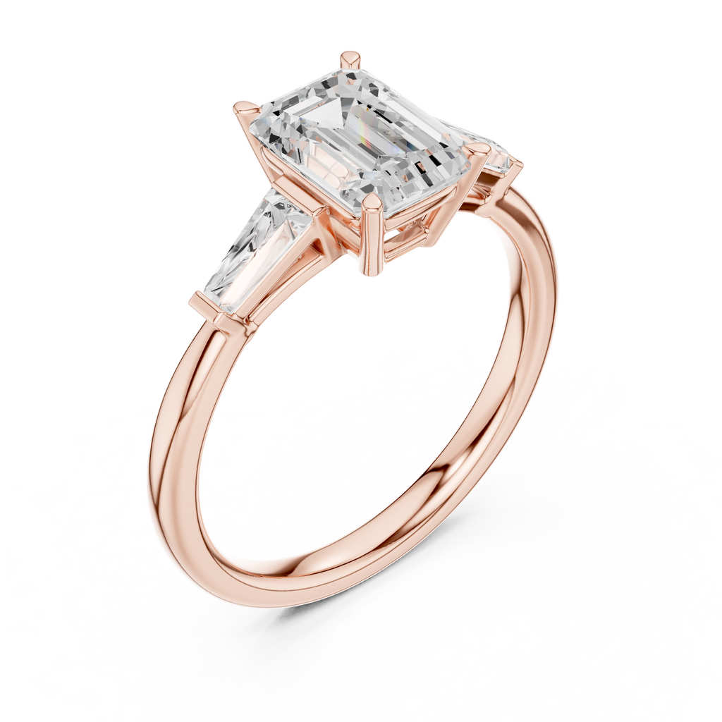 1.80 CT Emerald Cut Three-Stone Diamond Engagement Ring