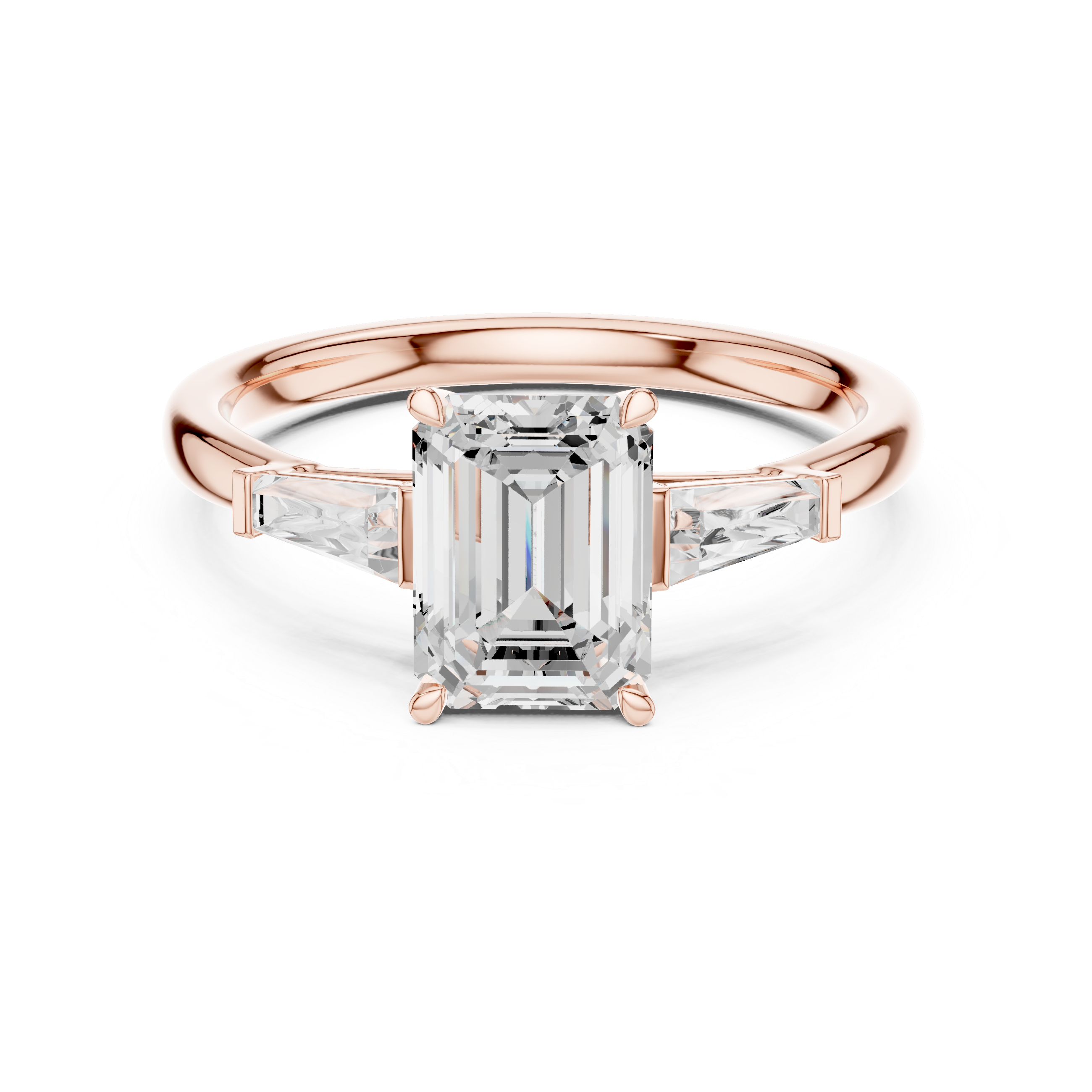 1.80 CT Emerald Cut Three-Stone Diamond Engagement Ring