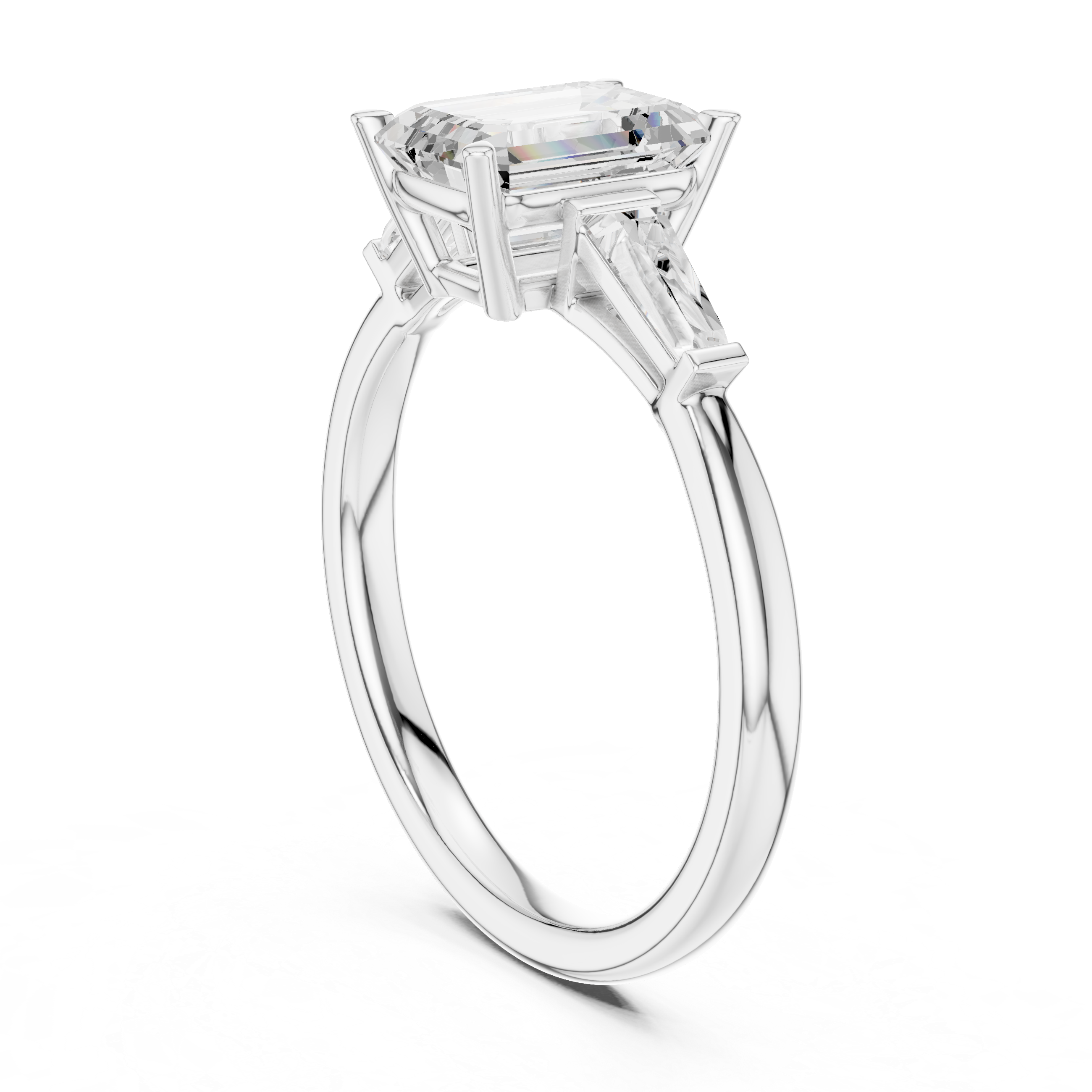 1.80 CT Emerald Cut Three-Stone Diamond Engagement Ring