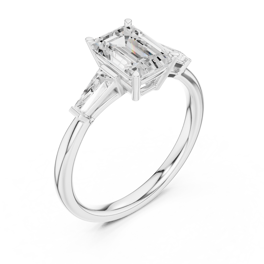 1.80 CT Emerald Cut Three-Stone Diamond Engagement Ring