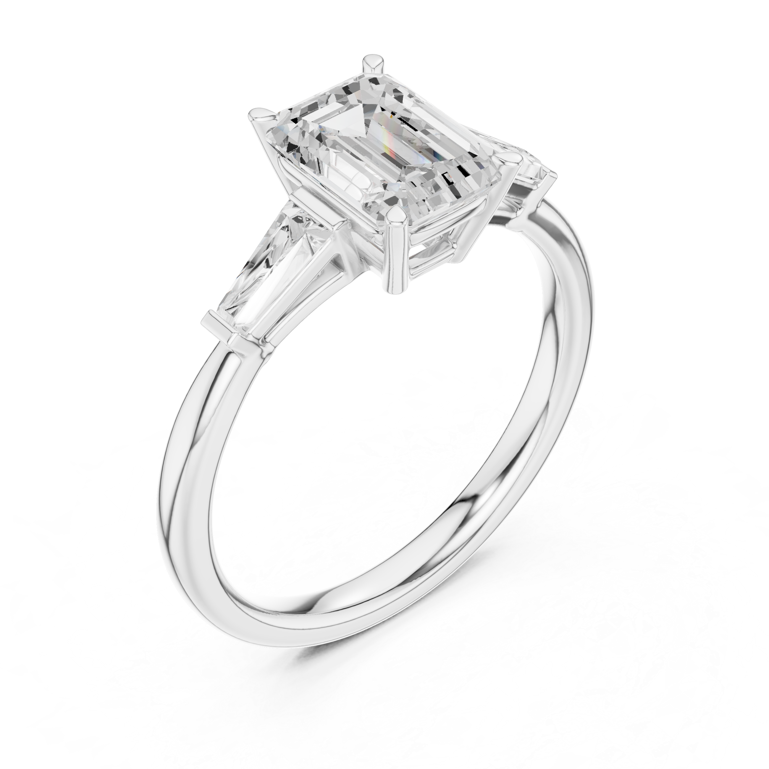 1.80 CT Emerald Cut Three-Stone Diamond Engagement Ring