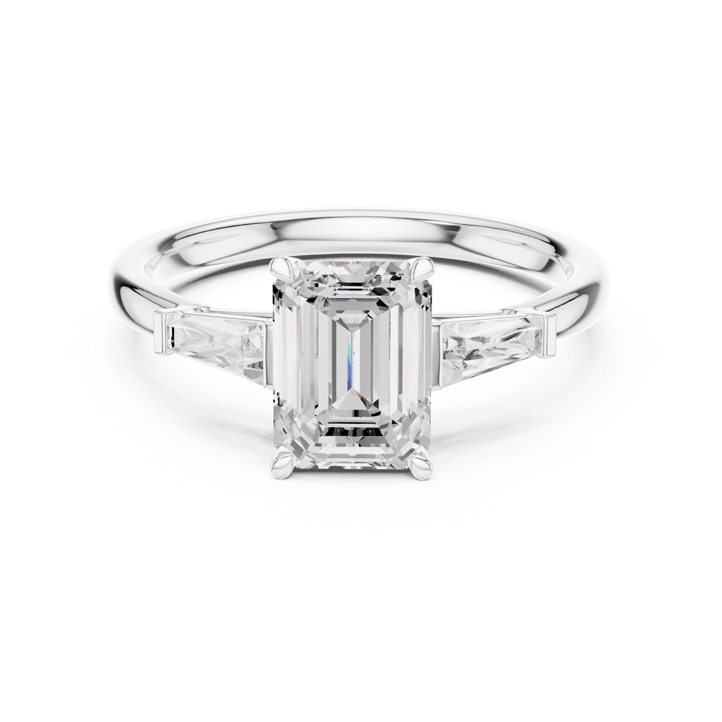 1.80 CT Emerald Cut Three-Stone Diamond Engagement Ring