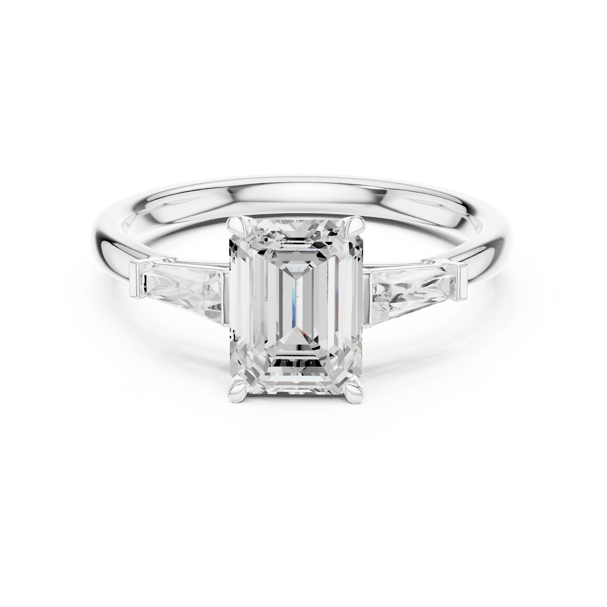 Emerald Cut Three-Stone Diamond Engagement Ring — Jewelix Atelier