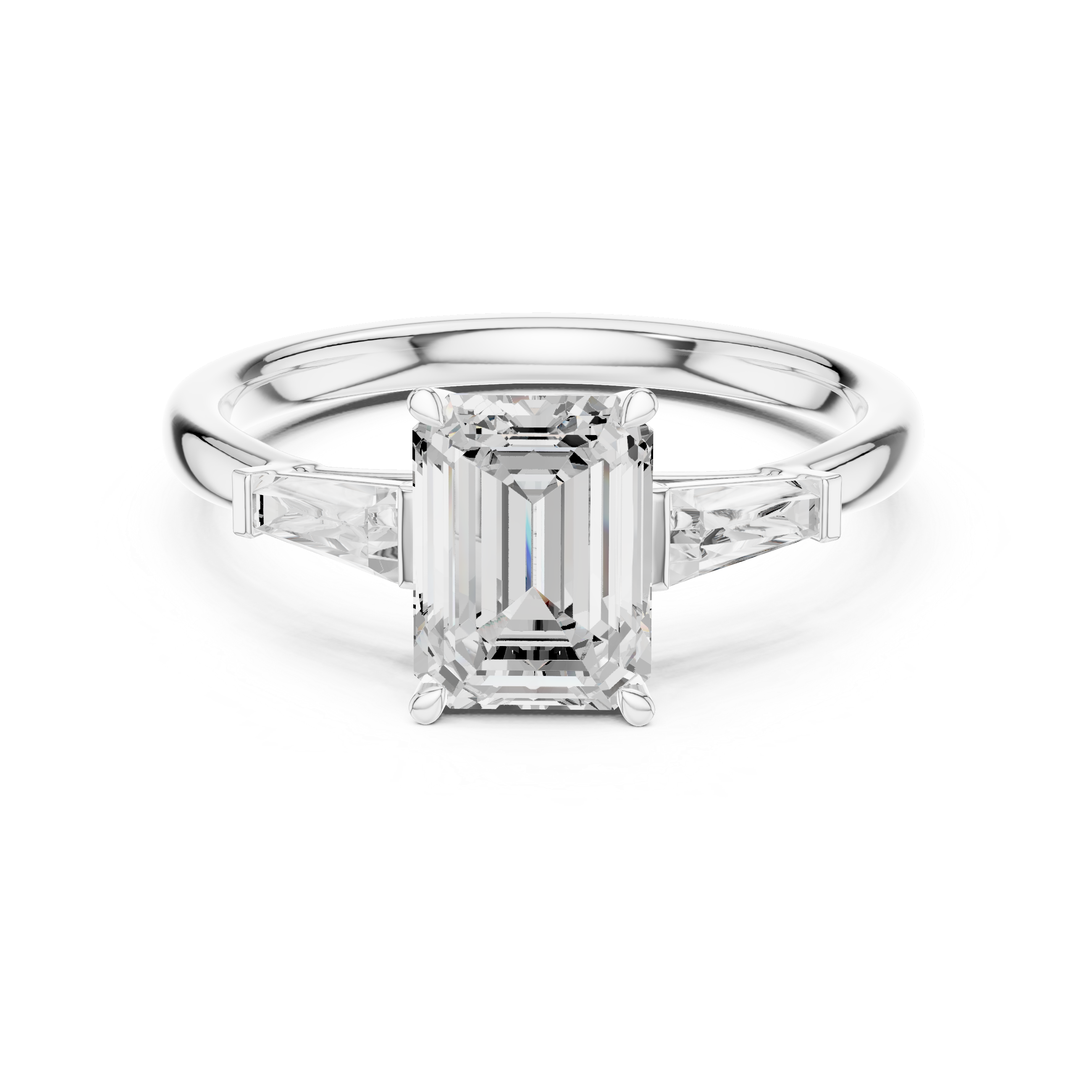 1.80 CT Emerald Cut Three-Stone Diamond Engagement Ring