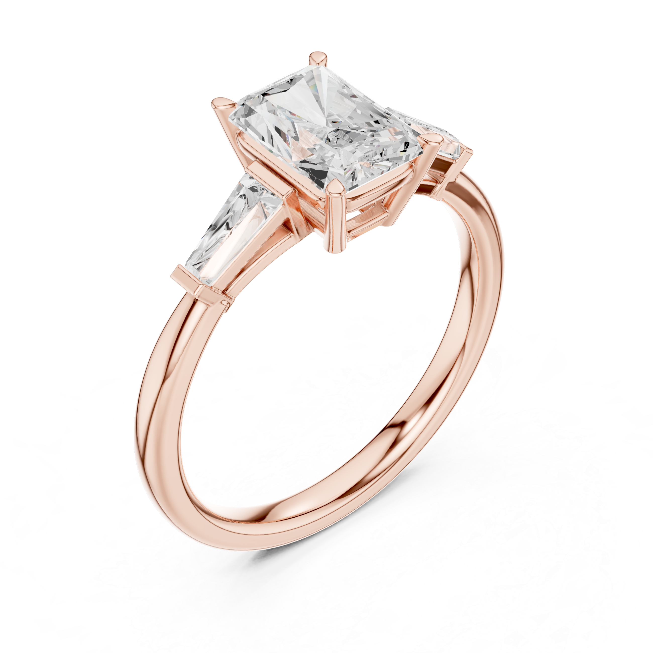 2.06 CT Radiant Cut Three-Stone Diamond Engagement Ring